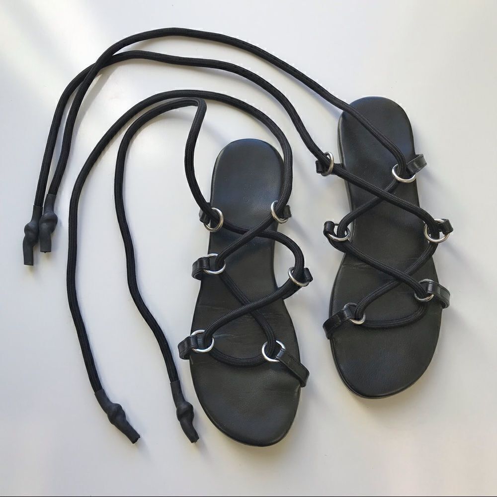 IRO Tao Roman lace Sandal black leather Sz 36